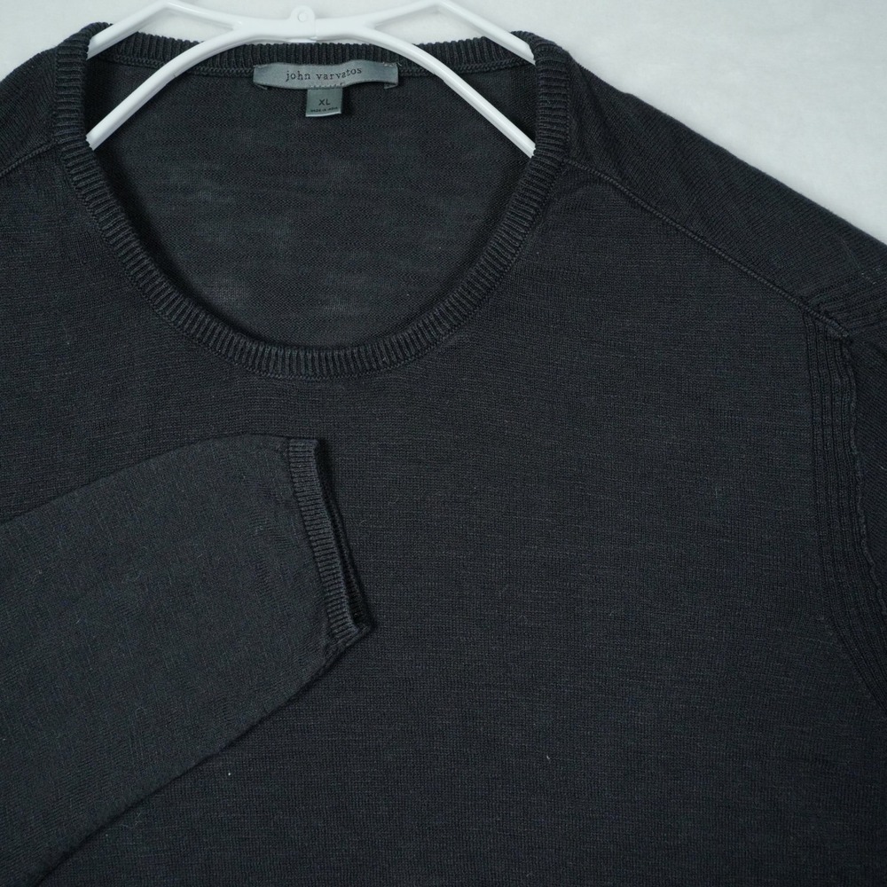 John Varvatos Mens XL Black Organic Cotton Crewneck Sweater Y2333Z3